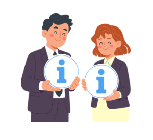 dessin d'un homme et une femme tenant le symbole information
